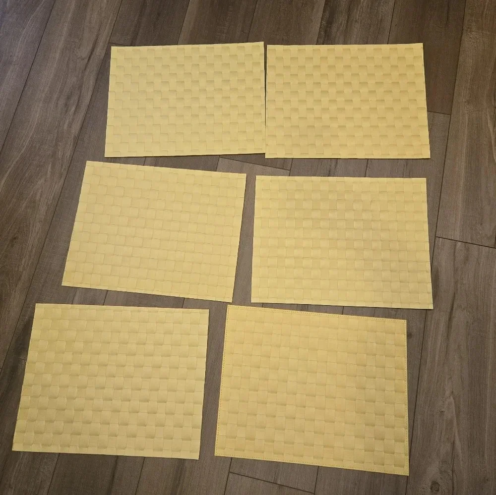 Woven Yellow Placemats Set – Textured Basket Weave Table Mats